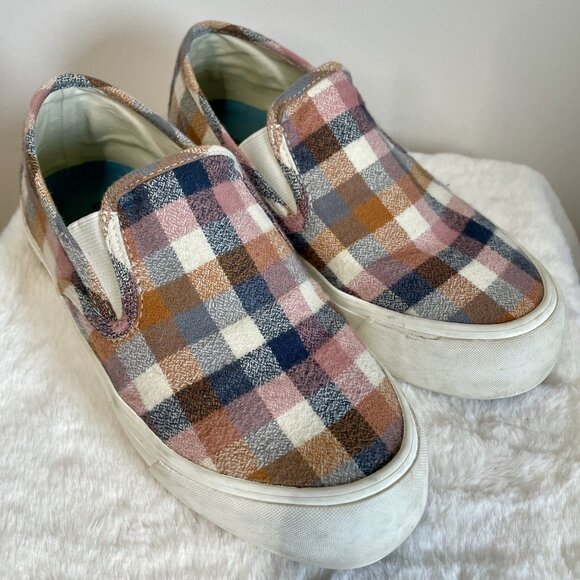 SeaVees Baja Slip On Platform Sneakers Size 6 Chai Check Flannel Plaid - Picture 4 of 16